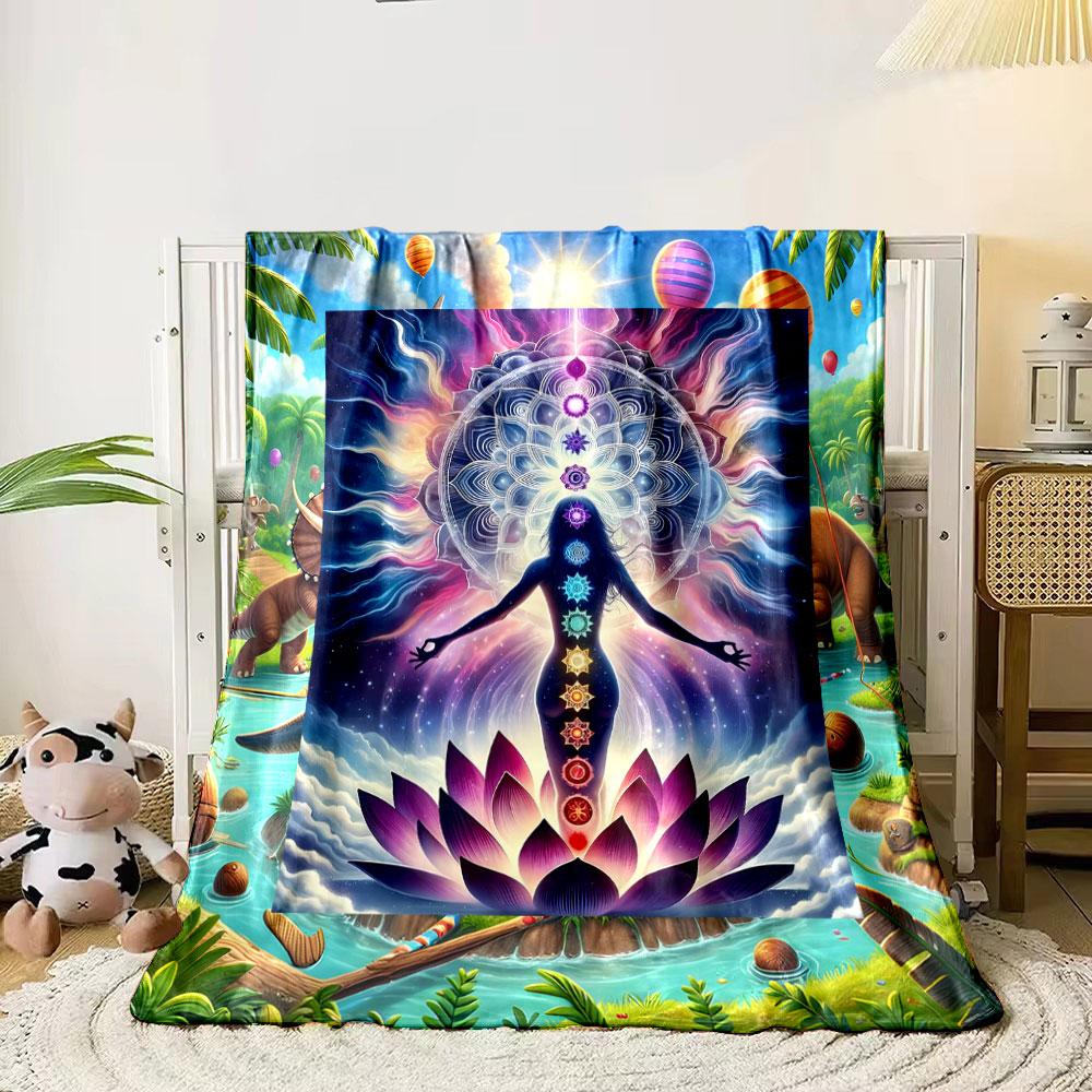 Chakra Meditation Lotus Blanket bedroom Blanket for Livingroom Couch lunch break Soft throw for Friend's festival Gift