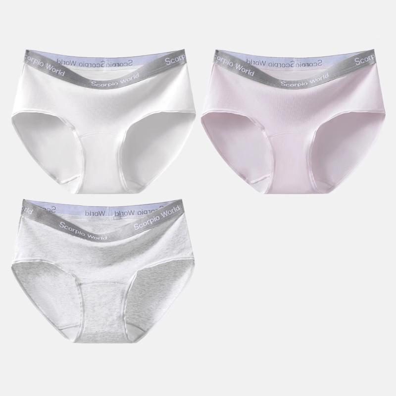 3Pcs/Set Women's Cotton Panties Breathable Underwear Girls Briefs Soft Panty Sexy Mid Waist Underpants Female Lingerie M-2XL