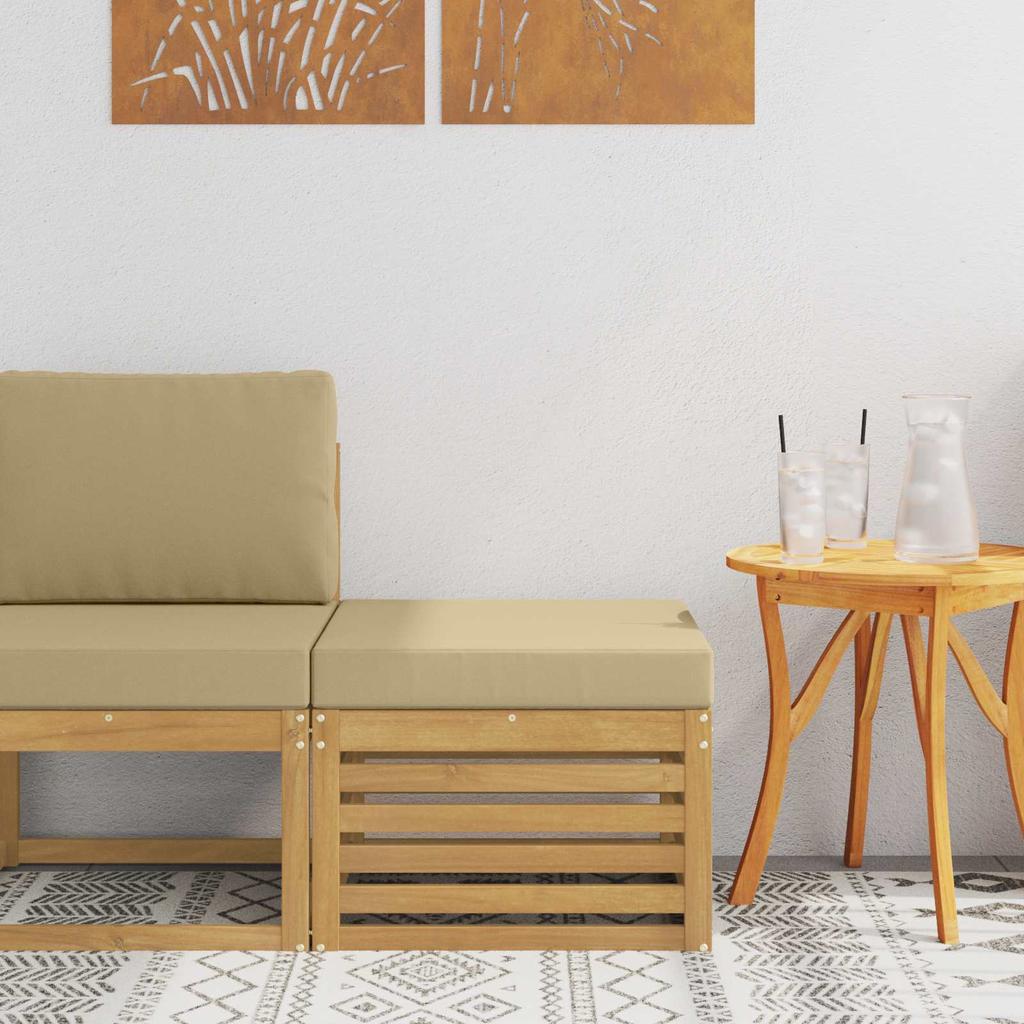 Outdoor Footstool Solid Acacia Wood White