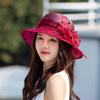 Spring and summer women's hats new fashion flower polka dot sunscreen sun hats versatile elegant sunshade basin hats