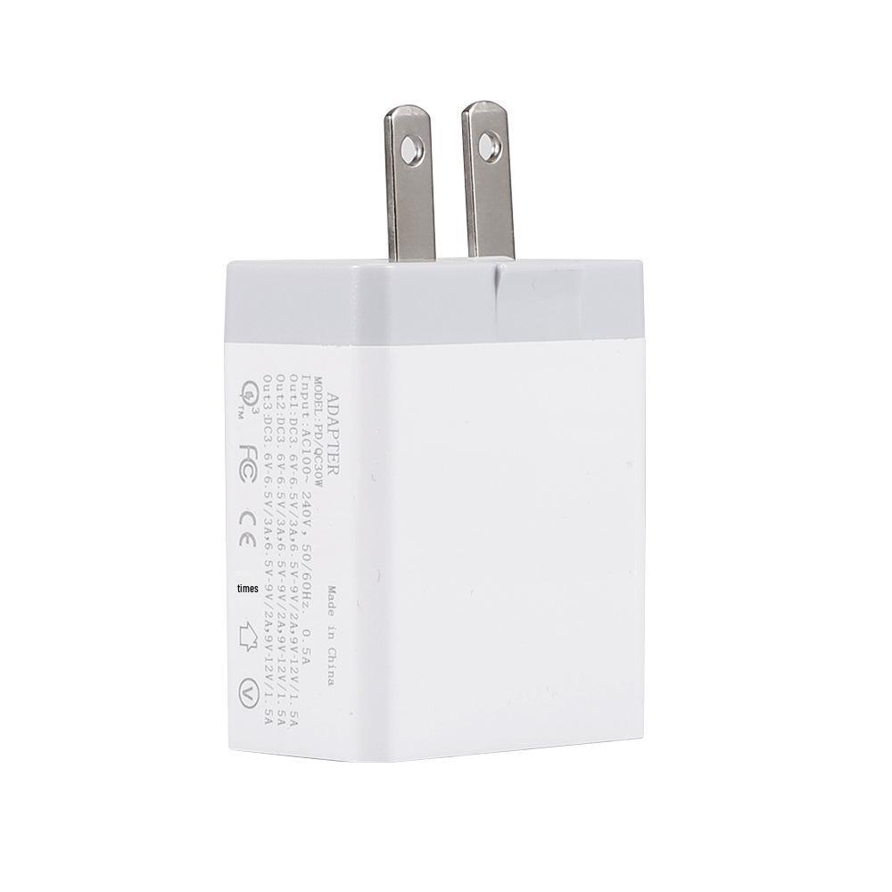 38W Dual USB Fast Charger with QC3.0 & PD Port, Compatible with EU/US/UK Plugs