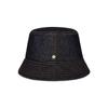 VARZAR VA Curved Denim Stitch Detail Bucket Hat Black