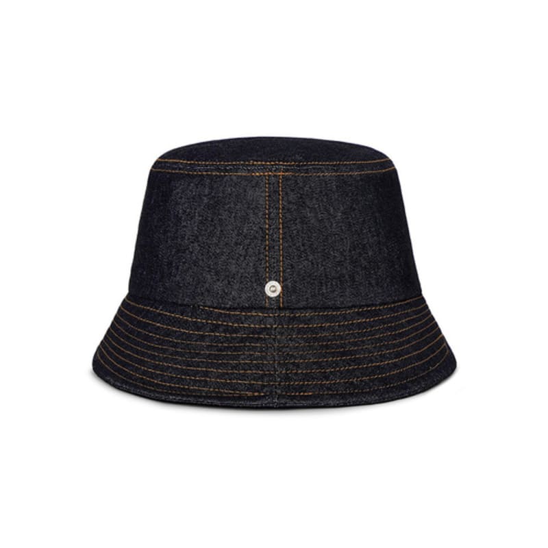 VARZAR VA Curved Denim Stitch Detail Bucket Hat Black