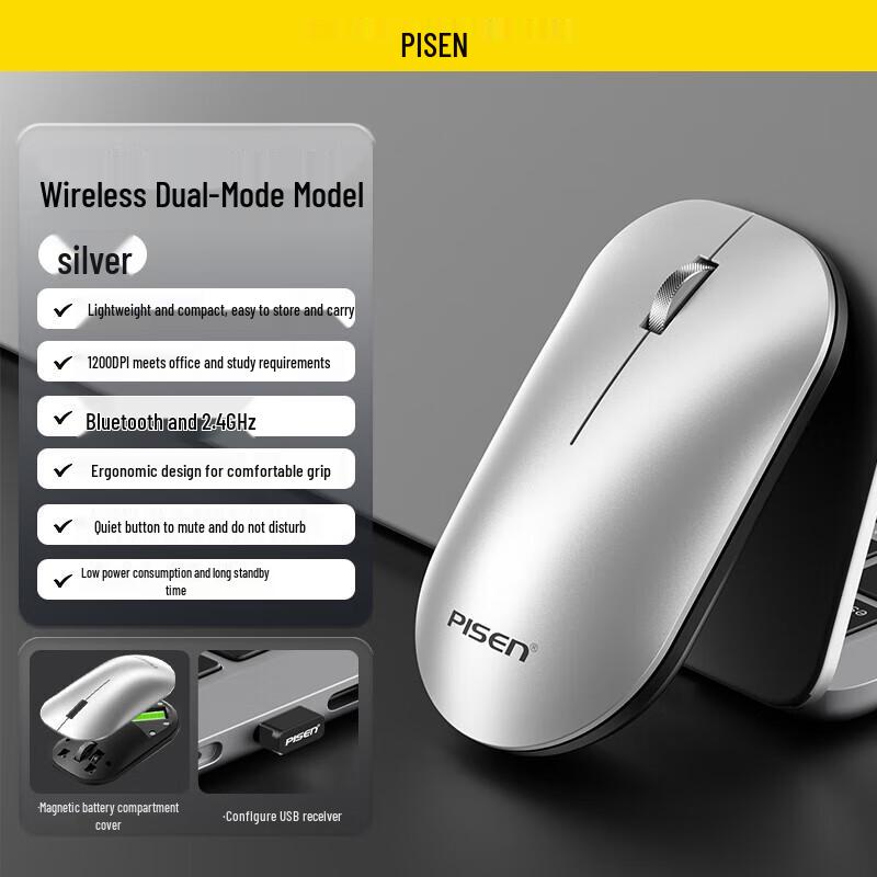 

PISEN TP-M01 Portable Dual-Mode Silent Wireless Mouse
