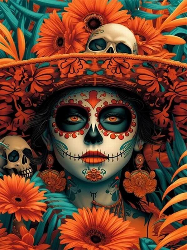 Diamantová malba Nová kolekce 2024 Ženy Květina Lebka Diy Plně Čtvercový Kulatý Vrták Štrasové vyšívání Dívčí Mozaika Sady křížkového stehu