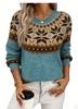 Women's Christmas Jacquard Round Neck Sweater - Casual, Loose, Slimming Knitwear for Autumn and Winter
