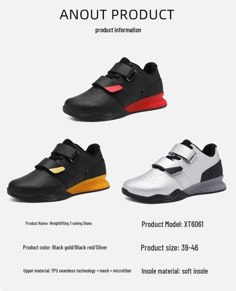 XT6061 Anti-slip Weightlifting Shoes with Wear-resistant Velcro