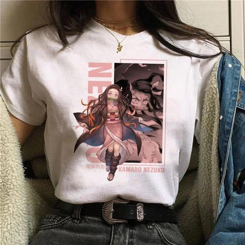 Demon Slayer T Shirt Women Tshirt Female Tanjirou Kamado Graphic Tee Shirt Japanese Anime Manga T-shirt Streetwear Tops Tees