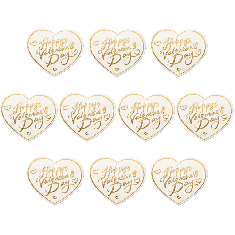 100pcs Happy Valentines Day Gift Tags Heart Shaped White Red Paper Cards Hang Tag Labels Party Favor Packaging Decoration DIY