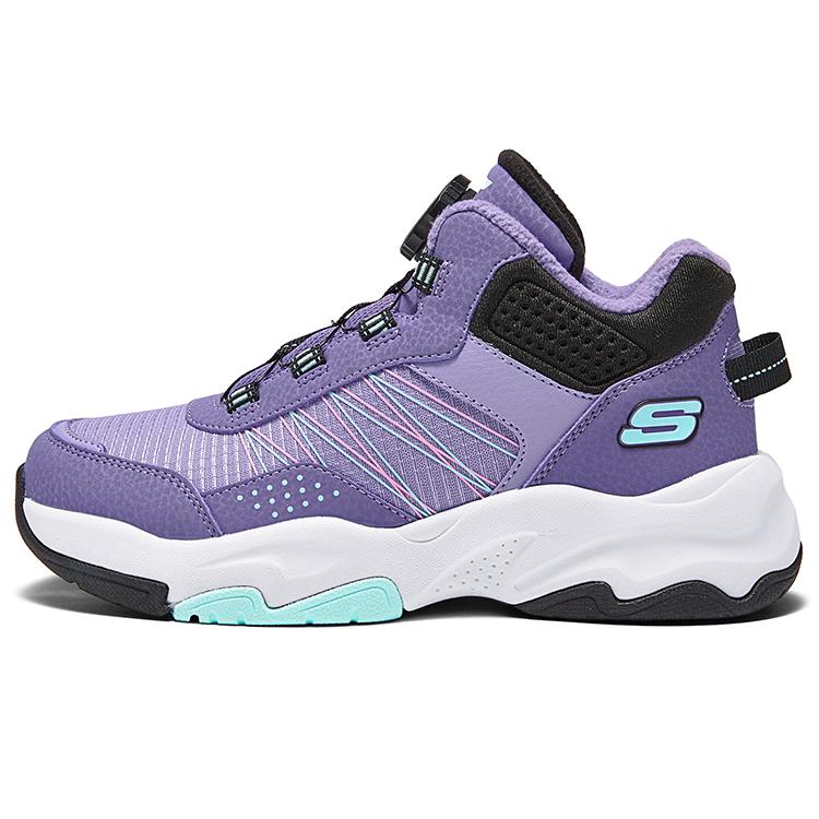 Skechers Детские Удобные Универсальные Нескользящие Прочные Теплые Высокие Ботинки Детские ботинки Фиолетовый Черный 303499L-PRBK 27.5