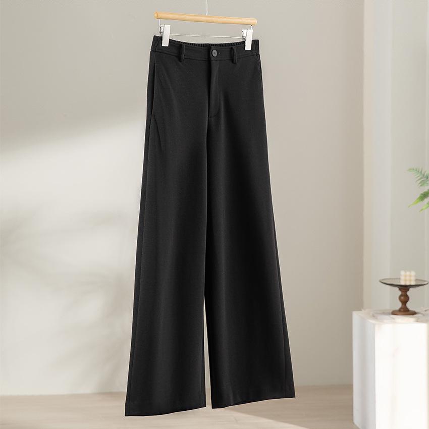 

Women s Spring 2026 Cotton Elastic Waist Slimming Wide Leg Straight Casual Pants Extra Large чёрный