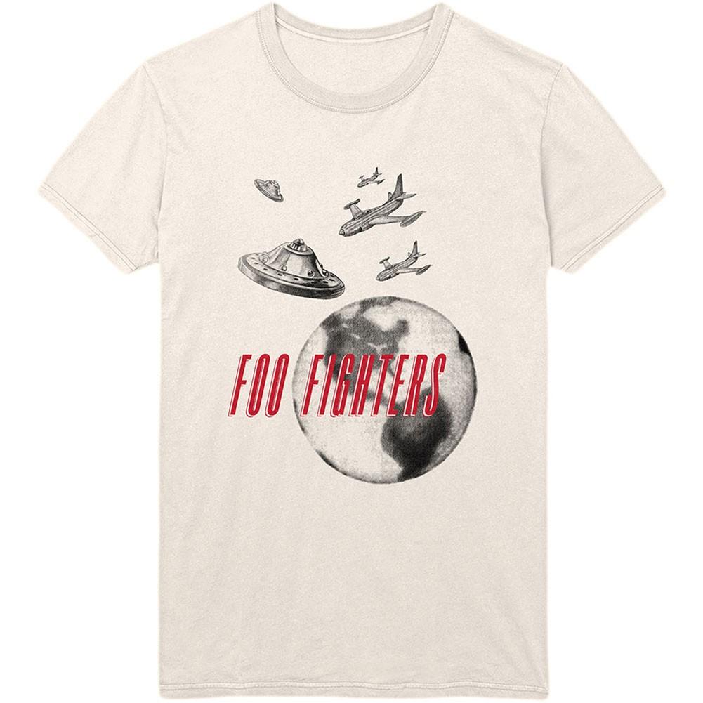 Men s Foo Fighters UFO Planes Slim Fit T-shirt Medium Natural M