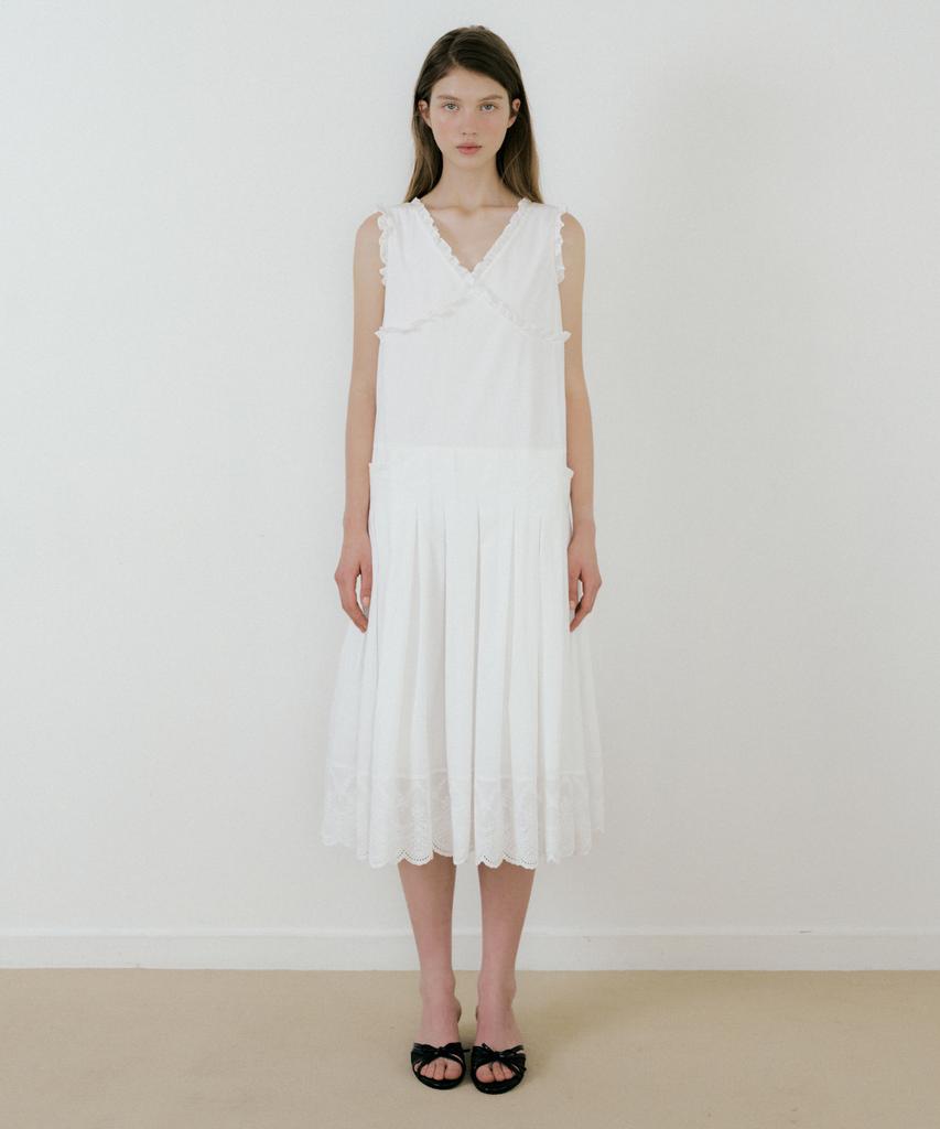 LETTERA Ruffle Long Dress_White