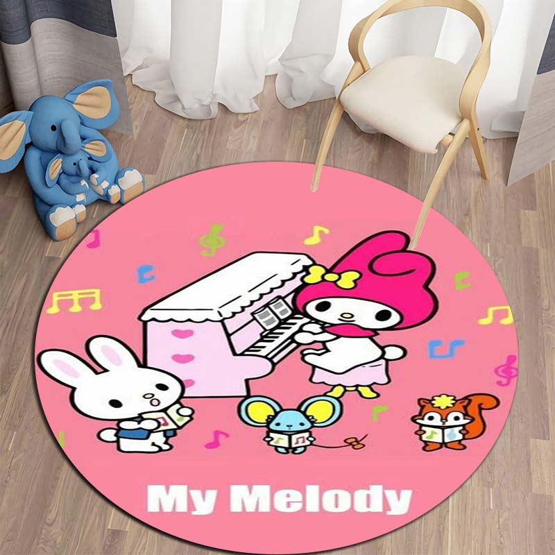 This My Melody Cartoon Round Rug Can Be Used To Decorate Living Rooms, Bedrooms, Sofas, and Playrooms; It Is A Non-slip Rug.