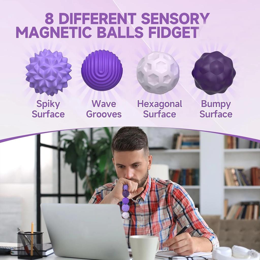 Silicone Magnetic Sensory Balls Fidget Toy Worry Balls Autism Calming Fidgeting Toy Kid Adults Anxiety Relief Stress Sensory Toy