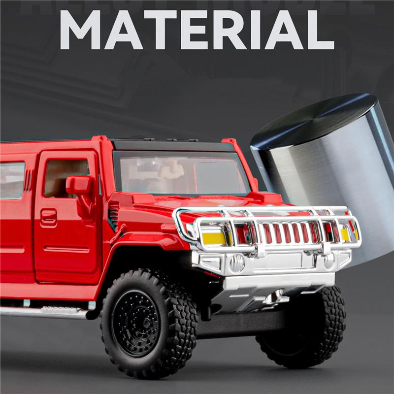 1/32 HUMMER H2 Extended Version Alloy Car Model Diecasts Metal Business Vehicles Car Model Sound Light Simulation Kids Toys Gift