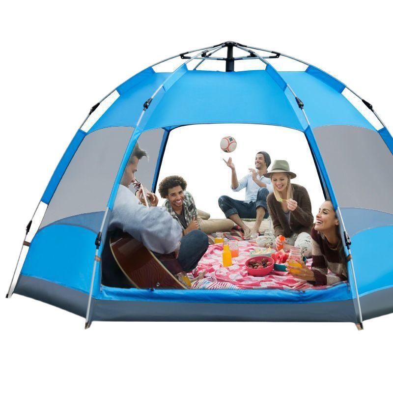 Quick Open Folding Double Layer Tent for 3-5 People - Perfect for Camping, Beach, or Park