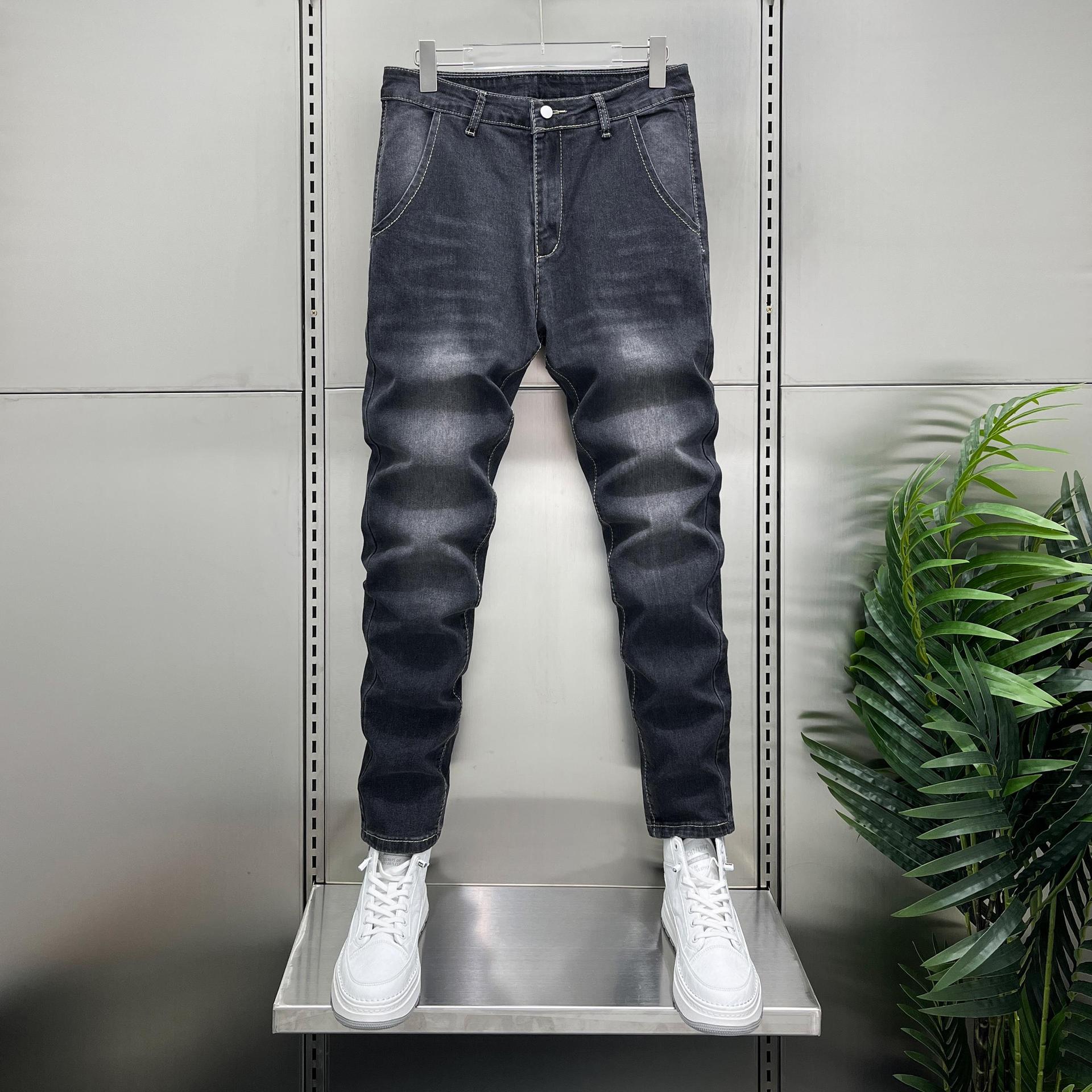 Джинсы мужские JYL Винтажная стирка Укороченные Модный стиль Свободные Повседневные Джинсовые брюки 29