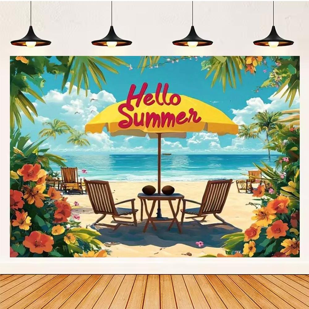 Summer Hawaii Party Supplies Background Banner Decoration Aloha Coconut Tree Surfboard Baby Shower Backdrop Photography Props