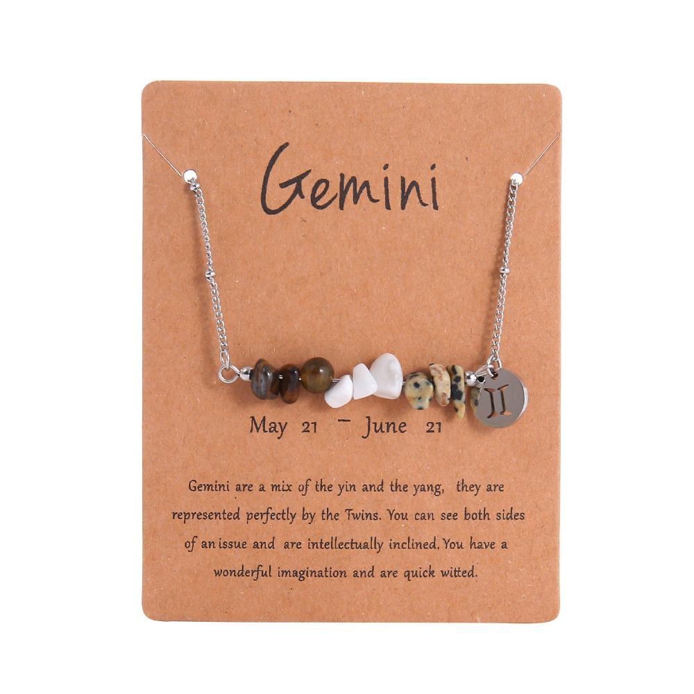 Natural Crushed Stone Natural Stone Beaded Choker Hand Braid Constellation Charm  Female Jewelry