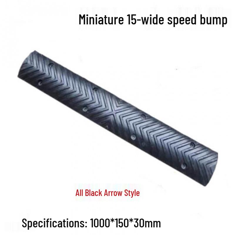 2cm High Mini Rubber Speed Bump and Bicycle Buffer with Yellow-Black Stripes for Parking Space Division