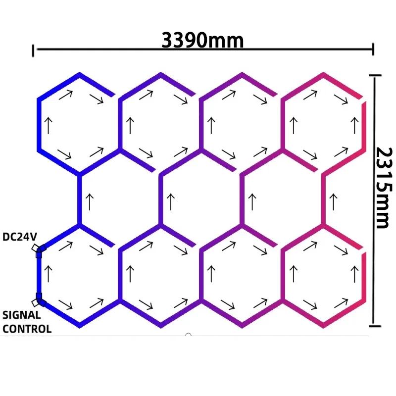 1-14 Holes RGB Hexagon Garage Light 110-265V Honeycomb LED Lights APP Control  Car Wash Repair Lamps Decor Ceiling Lighting