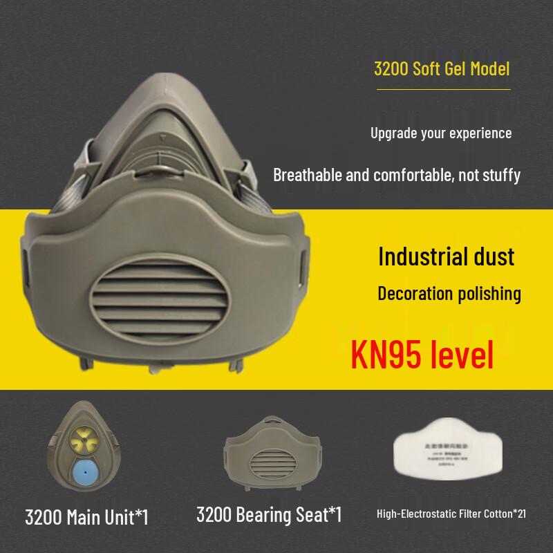 Industrial Dust Respirator Mask 3200 Soft Rubber Type + 20 Cotton Filters