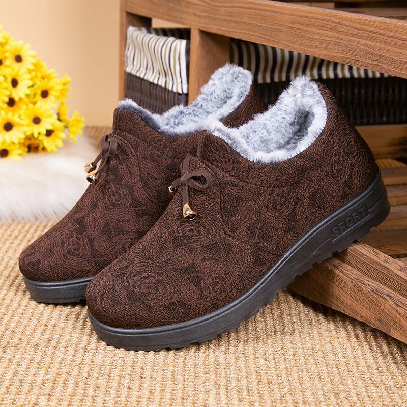 Winter Velvet Thickened Beijing Cloth Shoes Women's Cotton Shoes Cold-proof and Warm Soft-soled Non-slip Old Cotton Shoes