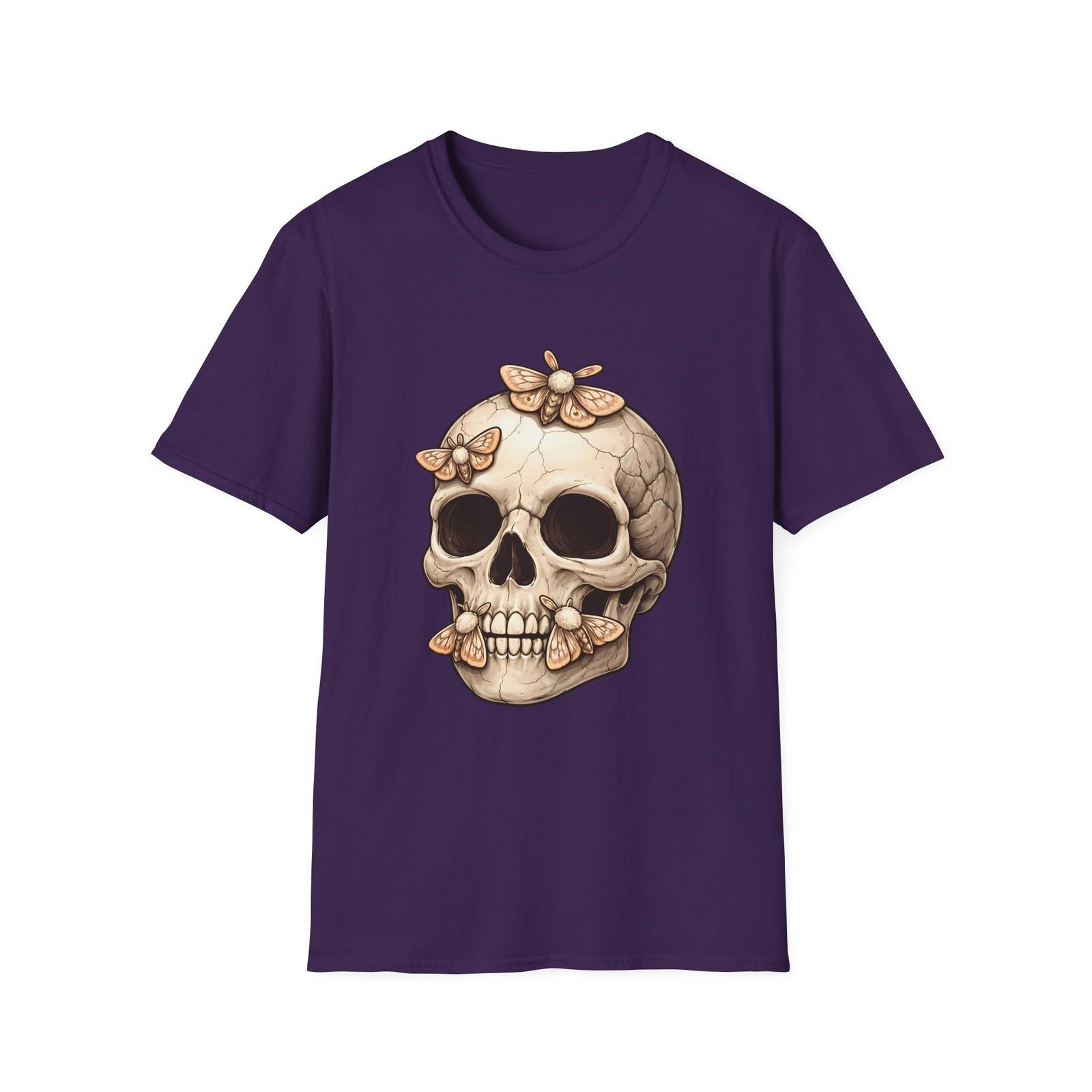 Unisex Softstyle T-Shirt Skull Moth Gothic Dark Nature Wildlife Macabre Art S разноцветный