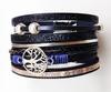 Hollow Tree of Life Multi-Layer Pearl Leather Bracelet with Magnetic Clasp