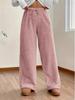 Conjunto de Moletom de Pelúcia e Calça Casual Solta para Outono e Inverno Feminino - Cor Sólida, Quente e Confortável.