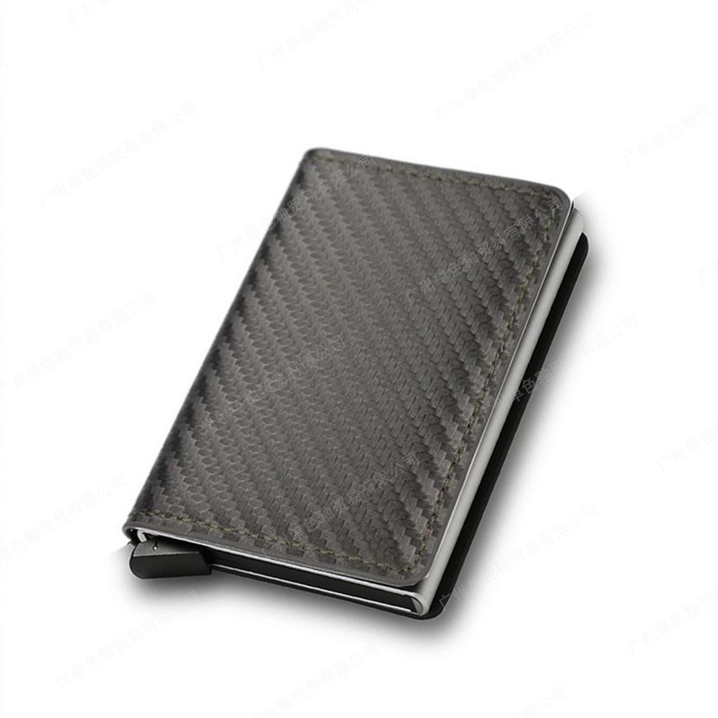 RFID Anti-theft Brush Automatically Pops Up Card Bag Card + Credit Card Metal Card Bag Men's Multi-card Wallet Carbon Fiber