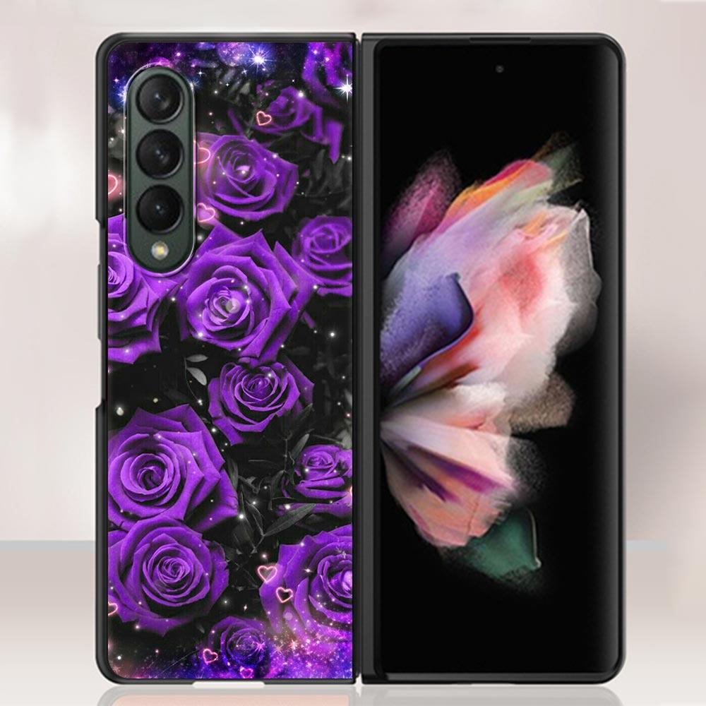 

Чехол Zfold4 для Samsung Galaxy Z Fold3 5G, жесткий тонкий чехол, ультратонкий для Galaxy Z Fold 3, чехол с цветком бесконечности на фиолетовом цвете Samsung Z Fold4