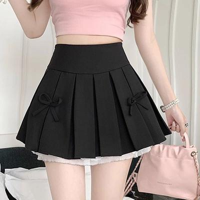 Skirt College Style Pleated Skirt Women's Spring and Summer High Waist Splicing A-shaped Skirt Anti-light Skirt