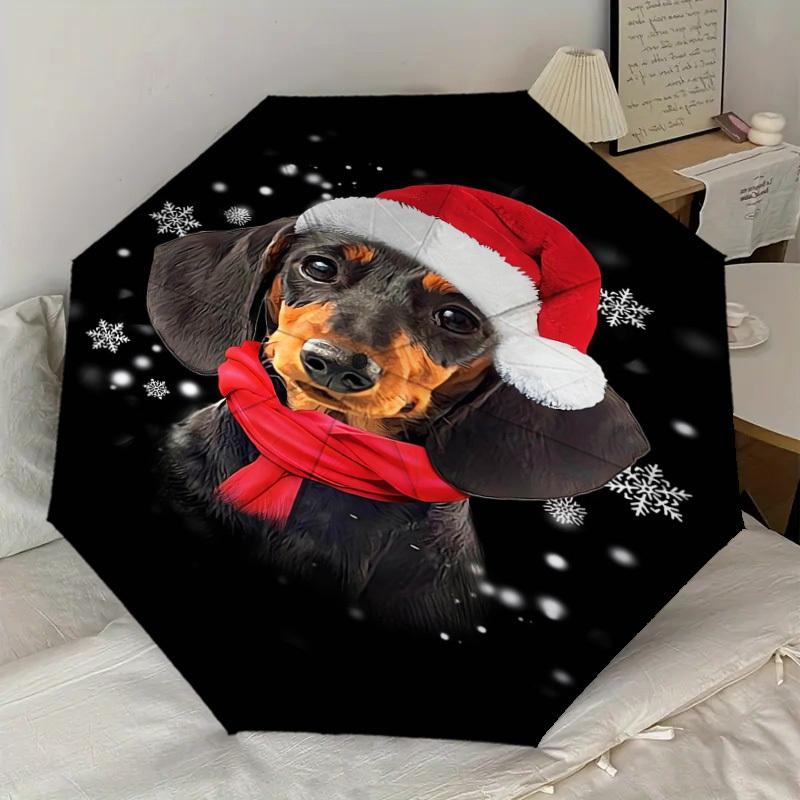 1PC Santa hat, snowflakes Pattern Small Travel Automatic Folding Umbrella, Compact Windproof Umbrella, Automatic Open/Close ,Gift-091560