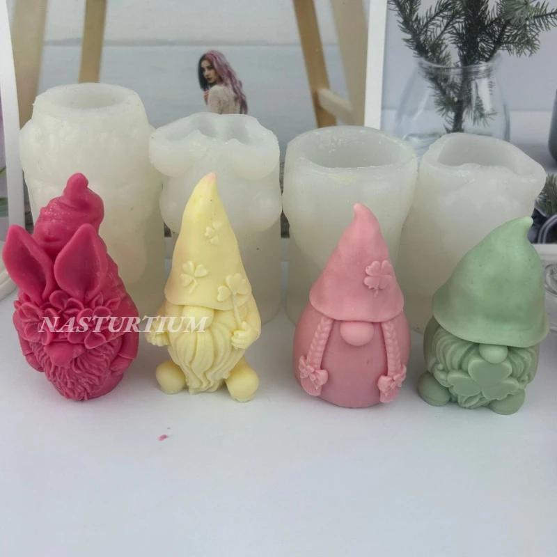 3D Faceless Dwarf Silicone Candle Mold Santa Claus Crafts Resin Plaster Soap Making Tool Handmade Diy Chocolate Baking mould