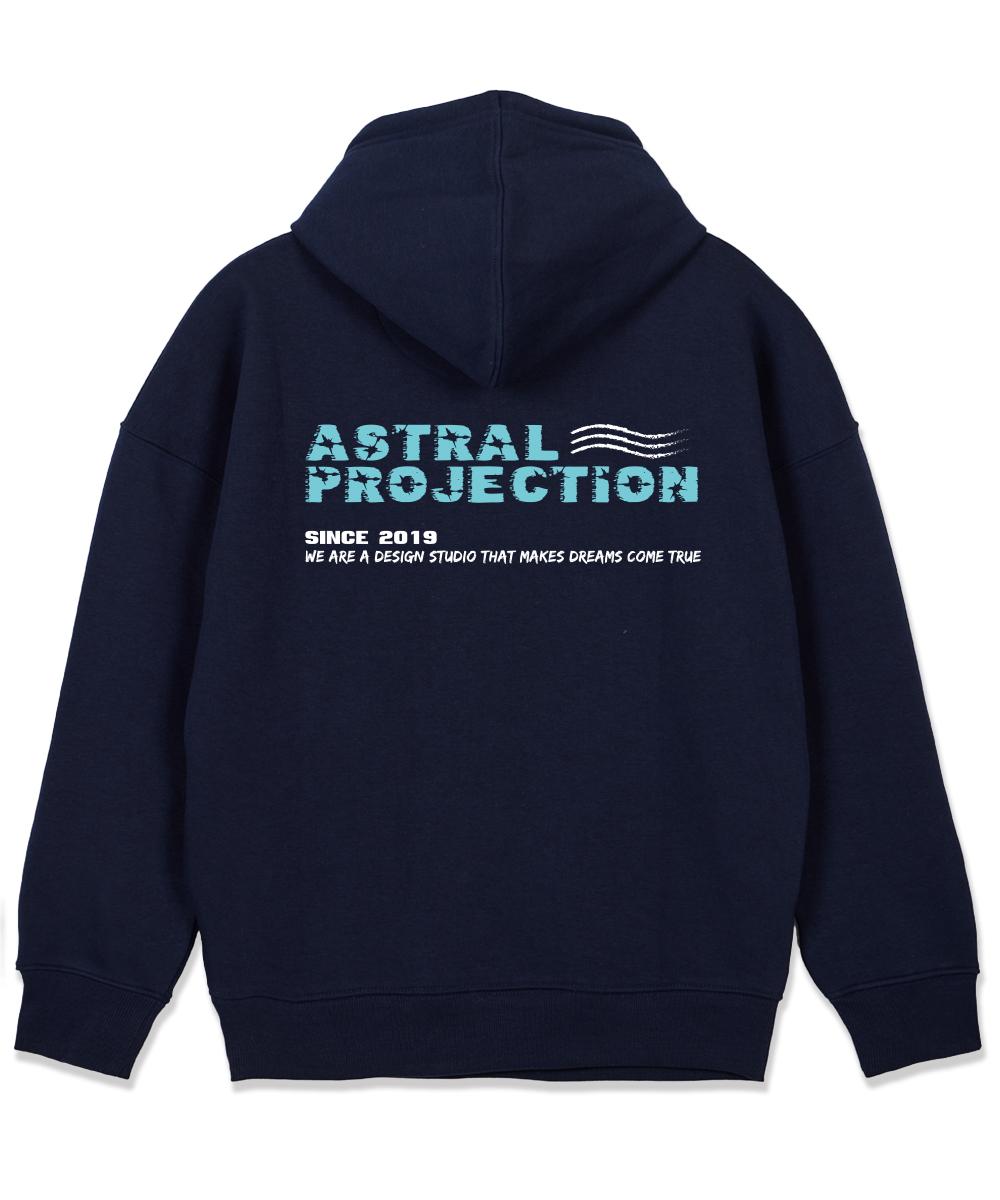 Astral Projection Army Lettering Oversized Wide Shoulder Hoodie_Navy L