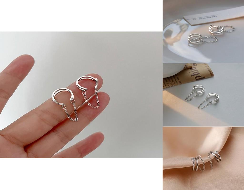 Stylish Copper Ear Clip With Shiny Rhinestone Unisex Cool Fashion Jewelry