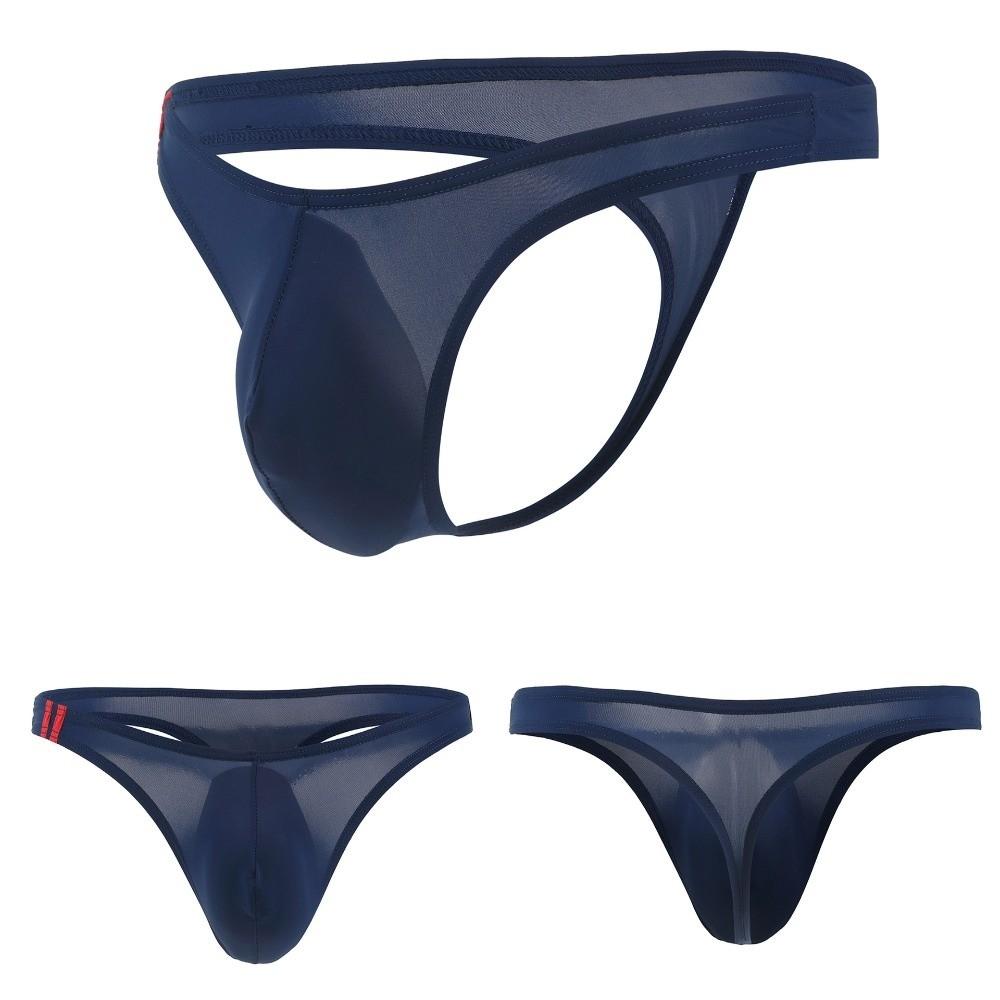 Low Rise Ice Silk Underpants See-through Bikini Briefs Simple Men's Thong  Male