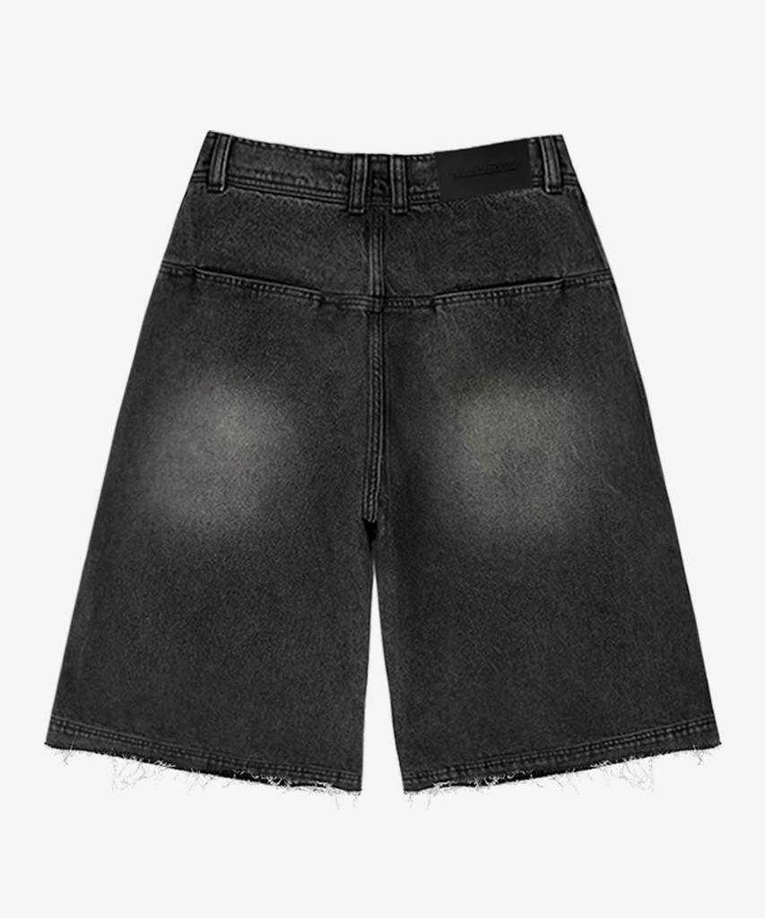 Aetityudeuaetityudeu Aa Curved Line Washing Bermuda Denim Pants Black