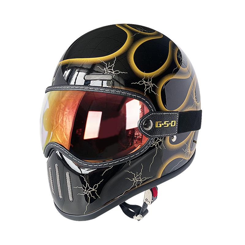 Fiberglass Retro Full Face Motorcycle Helmet for All Seasons - Unisex Winter Safety 3C Certified