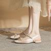 Cowhide Version~ 2025 Low-heeled Fashion Sandals Outer Wear 2025 New Summer Square Head Thick Heel Versatile Medium Heel Women's Shoes