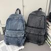 Harajuku denim backpack autumn new large-capacity men's and women's denim backpack