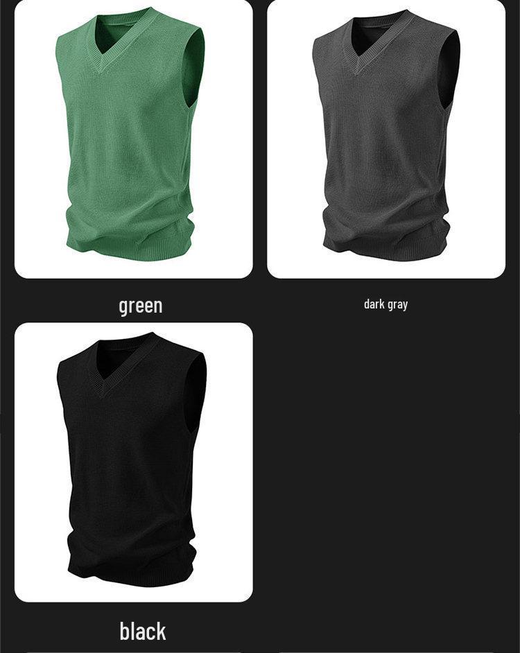 Gilet Cardigan Senza Maniche in Maglia Casual da Uomo con Scollo a V