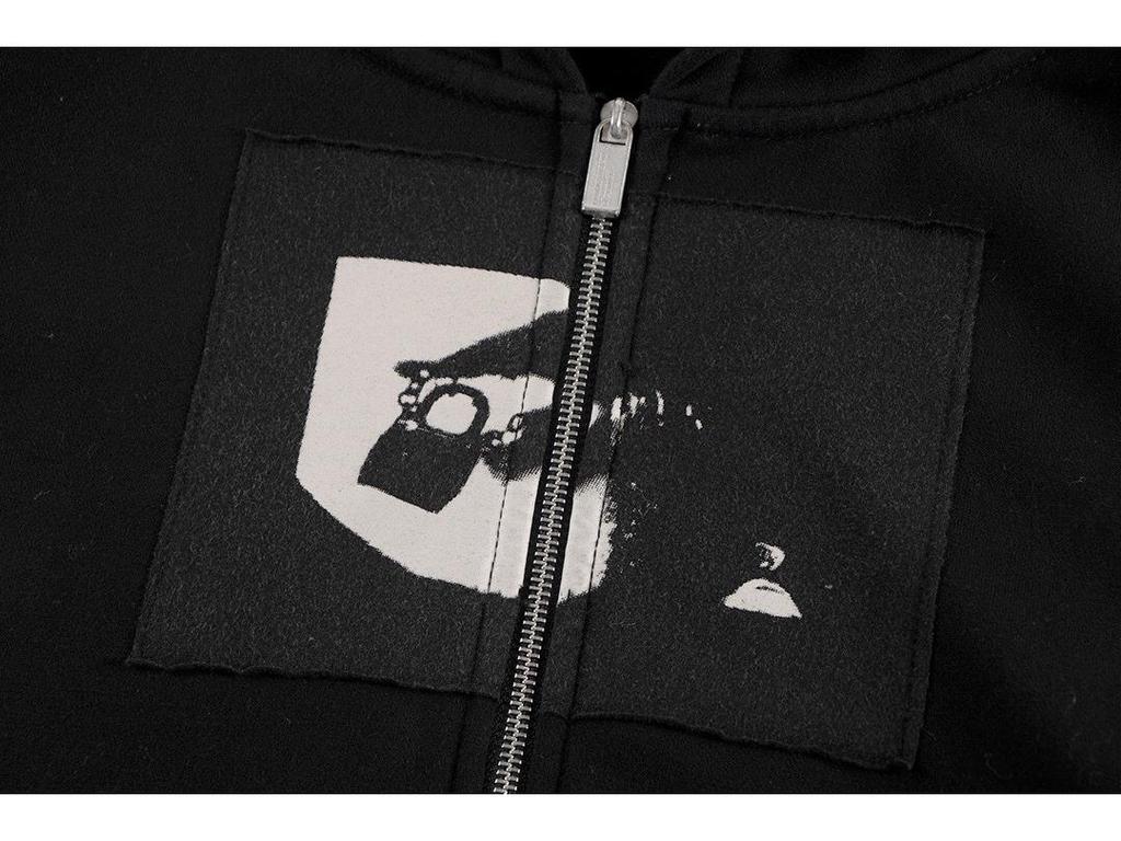 ERD Vintage Madonna Illustration Zipper Hoodie for Men