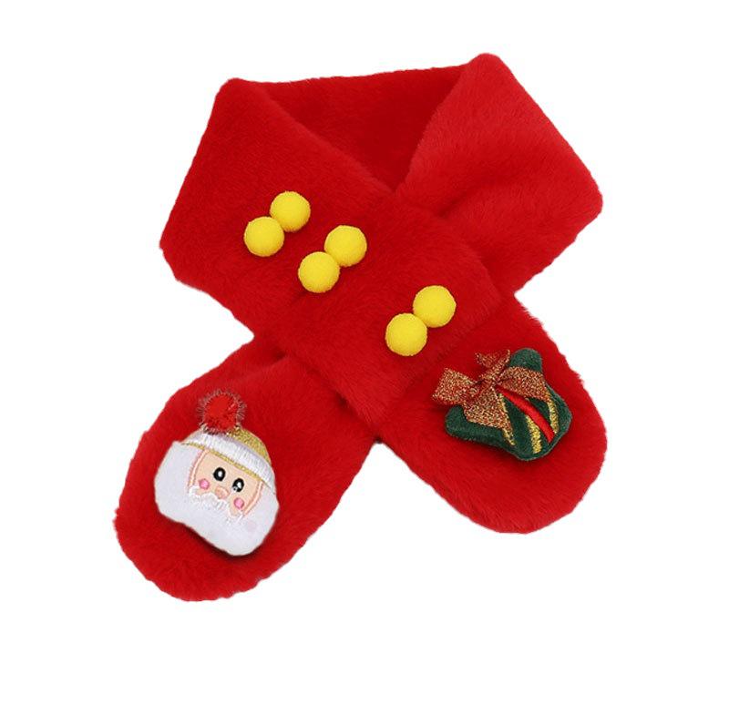 Kids' Winter Plush Scarf: Cozy, Thick, Windproof Neck Warmer with Cute Santa Design for Boys and Girls