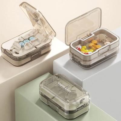 Precise Cutting Portable Pill Cutter Sealed Dustproof Pill Storage Box Moisture-proof 2 In 1 Daily Pill Splitter Small Medicine