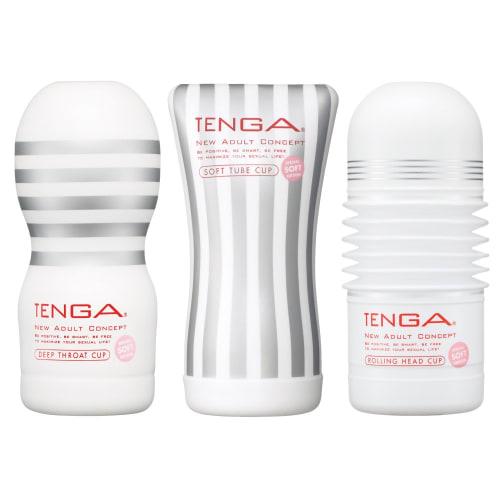 TENGA 3 Cup Set Soft Deep Throat Tube Rolling Head