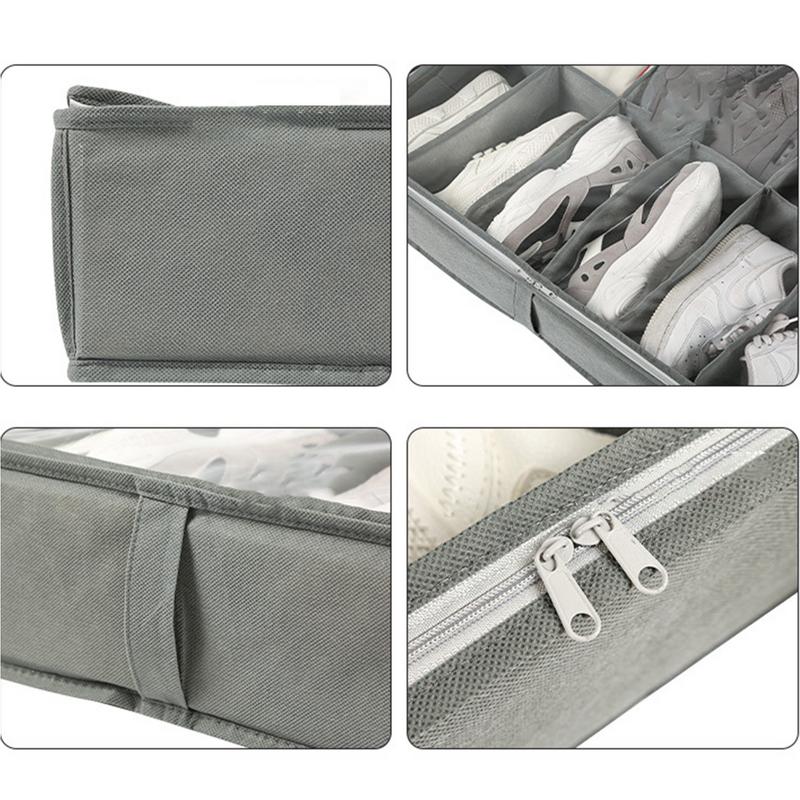 Faltbarer Unterbett-Schuhaufbewahrungsorganizer Staubdichte Aufbewahrungsbox aus Vliesstoff mit klarem Fenster Platzsparender Schuh-Organizer