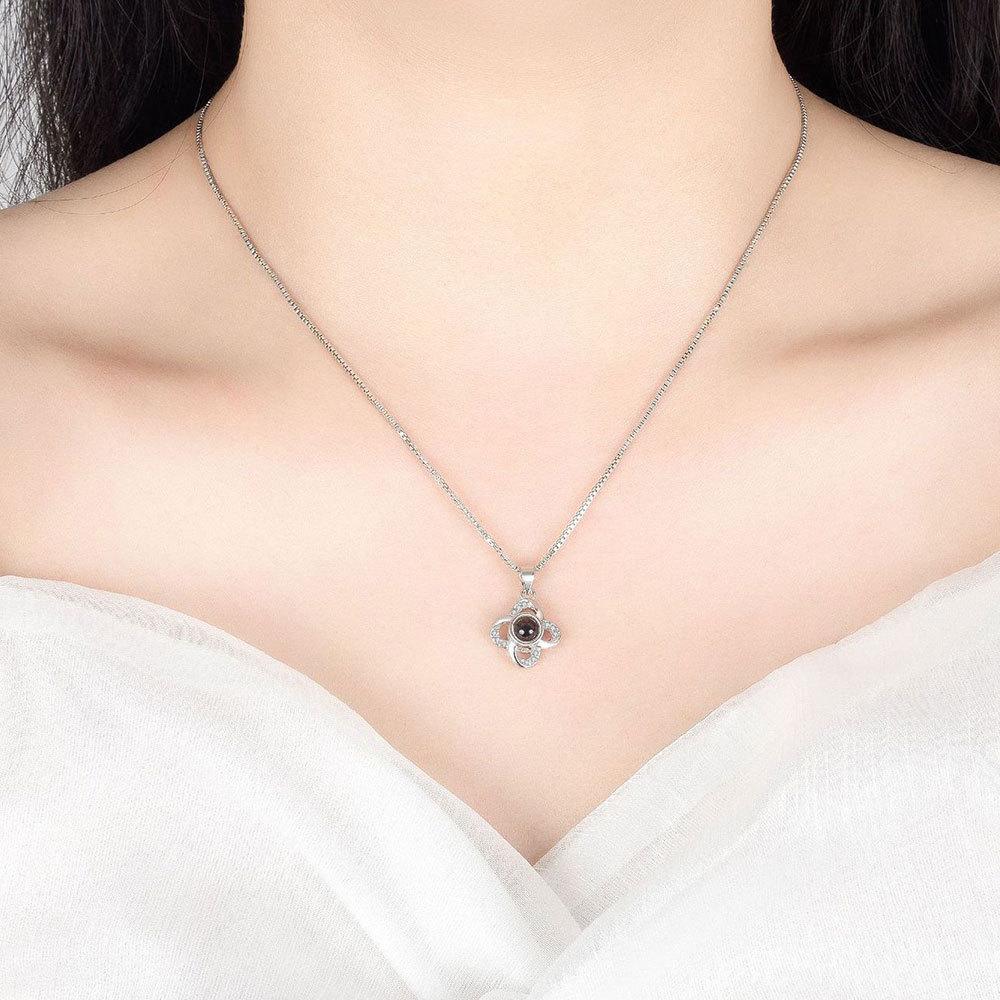 Pendant Love Confession Memory Necklace Women'S 100 Languages I Love You Projection Necklace Pendant